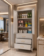 Large Metal Pantry Cabinet with Drawer – Cold Rolled Steel Storage Cabinet with Adjustable Shelves, Anti-Tip Kitchen Organizer,