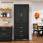 Large Metal Pantry Cabinet with Drawer – Cold Rolled Steel Storage Cabinet with Adjustable Shelves, Anti-Tip Kitchen Organizer,