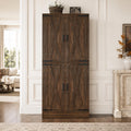 Tall Farmhouse Pantry Cabinet, Rustic Barn Door Kitchen Storage Organizer