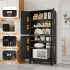 Tall Freestanding Storage Cabinet, 2 Doors, 5 Adjustable Shelves, Steel Construction