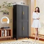 Tall Freestanding Storage Cabinet, 2 Doors, 5 Adjustable Shelves, Steel Construction