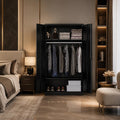 Heavy Duty Metal Wardrobe Cabinet with Hanging Rod & Adjustable Shelves, 72" Tall Steel Storage Closet,