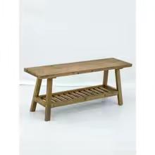Farmhouse Rustic Wood Dining Table & Chairs with Shelves, Entryway Shoe Bench and Bedside Bench