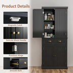 72" Farmhouse Pantry Cabinet with Doors & Shelves, Tall Freestanding Storage Cabinet, Turquoise Blue