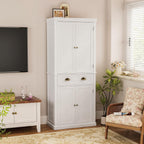 72" Farmhouse Pantry Cabinet with Doors & Shelves, Tall Freestanding Storage Cabinet, Turquoise Blue