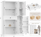 Modern White Kitchen Pantry Cabinet with Drawer & Swing-Out Storage Rack