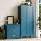 Tall Black Storage Cabinet, Modern Double Door Pantry Cupboard, Freestanding Home Organizer