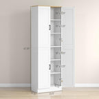 Freestanding Kitchen Pantry Cabinet with 4 Doors, Adjustable Shelves & Spacious Storage, Distressed Gray