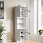 Tall Pantry Cabinet, 4 Doors, Open Countertop, Storage Shelves