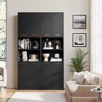 Tall Pantry Cabinet, 4 Doors, Open Countertop, Storage Shelves