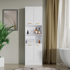 Tall Pantry Cabinet, 4 Doors, Open Countertop, Storage Shelves
