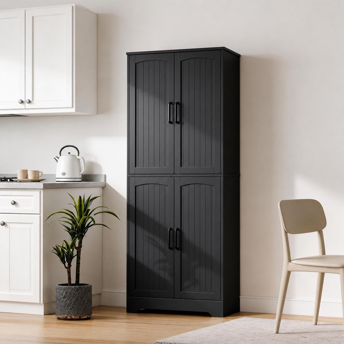 Farmhouse Pantry Storage Cabinet, 71" Tall Kitchen Pantry with Adjustable Shelves & Soft-Close Doors, Freestanding Storage Organizer