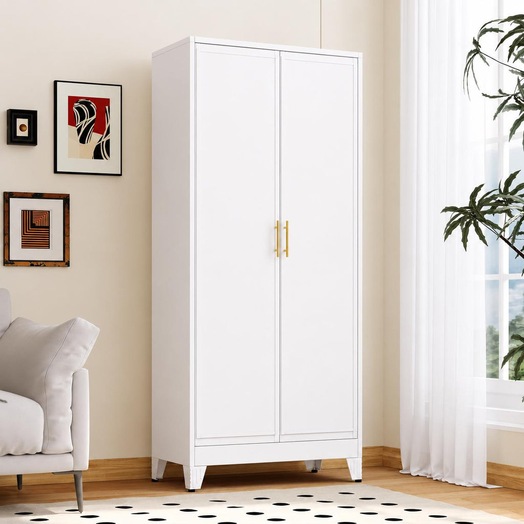 Heavy Duty Steel Storage Cabinet – Lockable Pantry Organizer with Adjustable Shelves