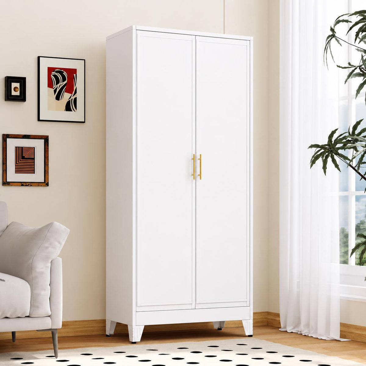 Heavy Duty Steel Storage Cabinet – Lockable Pantry Organizer with Adjustable Shelves