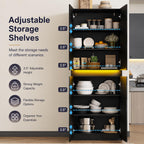 High Gloss LED Pantry Cabinet, Modern Kitchen Storage, 4 Doors, App Controlled Lights