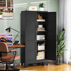 71” Tall Metal Storage Cabinet with 2 Doors & 4 Shelves – Heavy-Duty Kitchen Pantry Organizer for Dining Room, Bathroom Home Storage