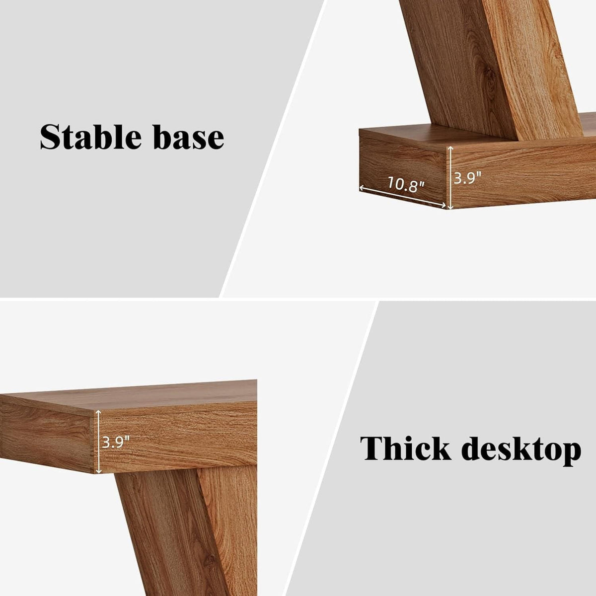 Farmhouse V-Shaped Console Table, Light Oak Entryway Sofa Table