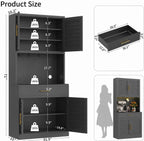 71" Tall Metal Kitchen Pantry Cabinet with Drawer, Wide Storage Cabinet with 4 Doors & Adjustable Shelves, Buffet Sideboard Hutch