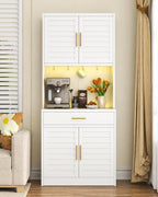 71" Tall Metal Kitchen Pantry Cabinet with Drawer, Wide Storage Cabinet with 4 Doors & Adjustable Shelves, Buffet Sideboard Hutch