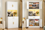 71" Tall Metal Kitchen Pantry Cabinet with Drawer, Wide Storage Cabinet with 4 Doors & Adjustable Shelves, Buffet Sideboard Hutch