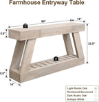 Farmhouse Entryway Table, 60" Wooden Hallway Foyer Table with Drawer, Heavy Duty Base