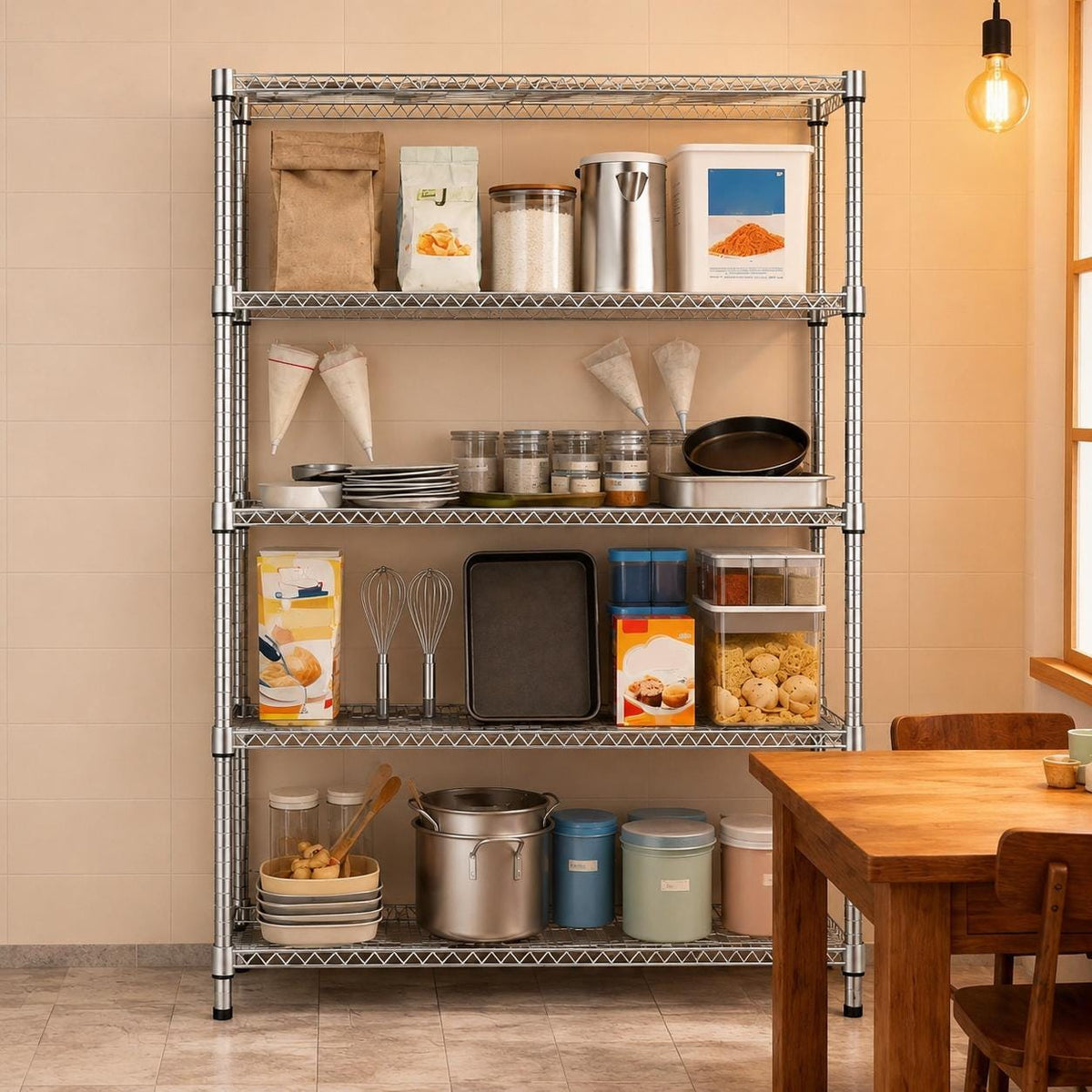 Heavy Duty 5-Tier Metal Storage Shelf | Adjustable Carbon Steel Shelving Unit