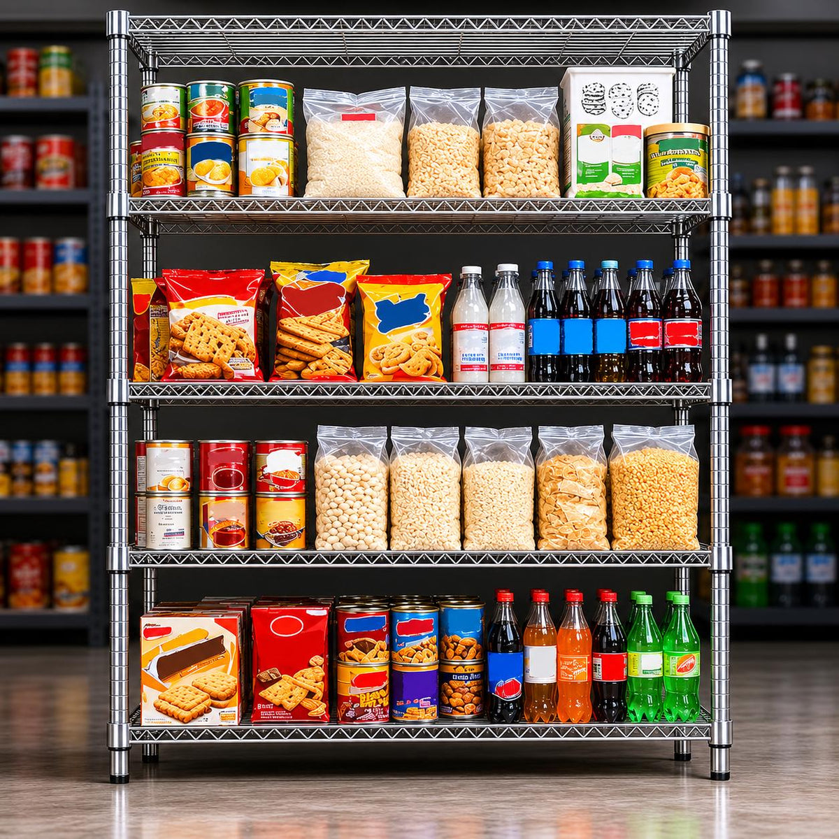 Heavy Duty 5-Tier Metal Storage Shelf | Adjustable Carbon Steel Shelving Unit