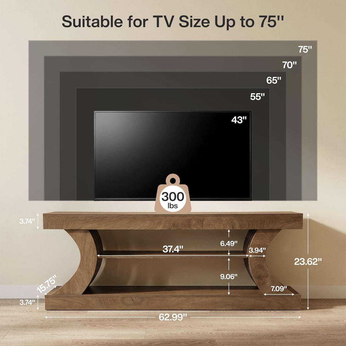 Tribesigns Farmhouse Console Table, 63-Inch Entryway Table with Storage