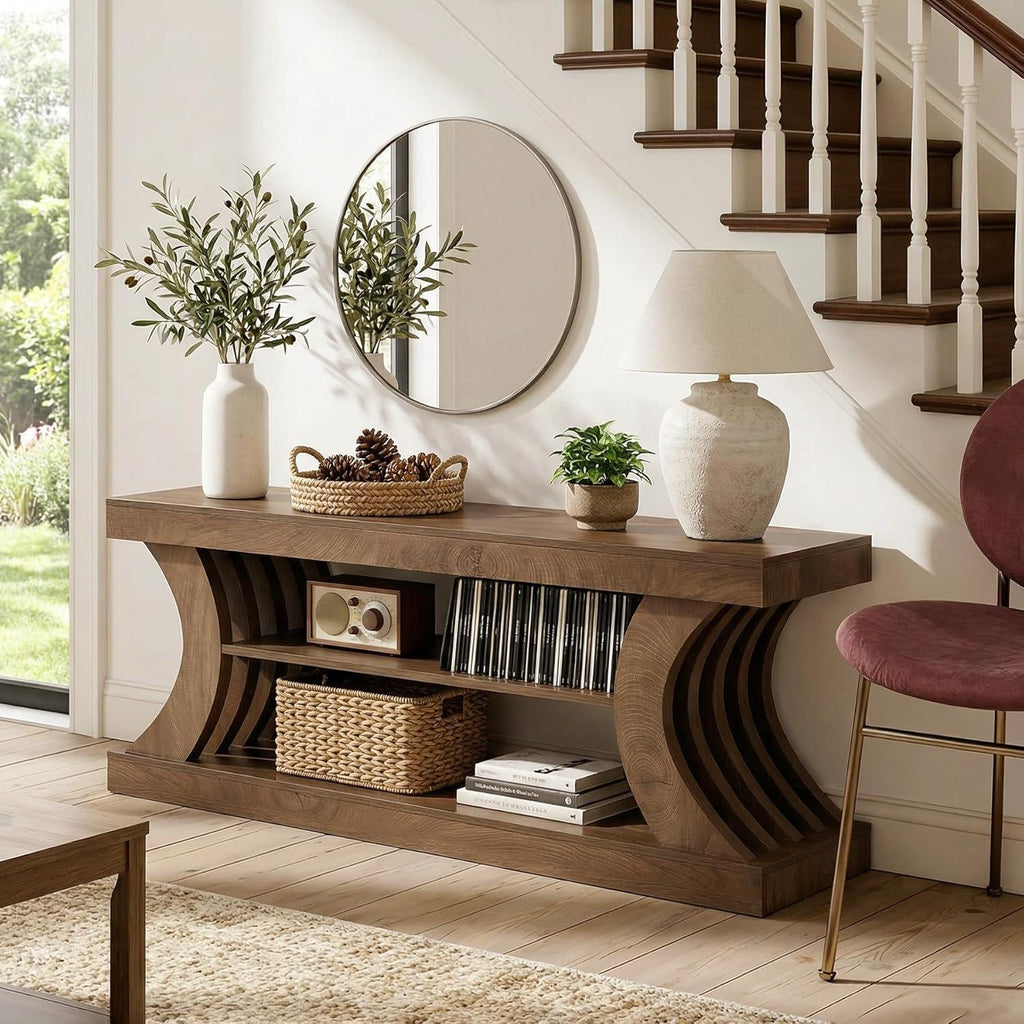 Tribesigns Farmhouse Console Table, 63-Inch Entryway Table with Storage