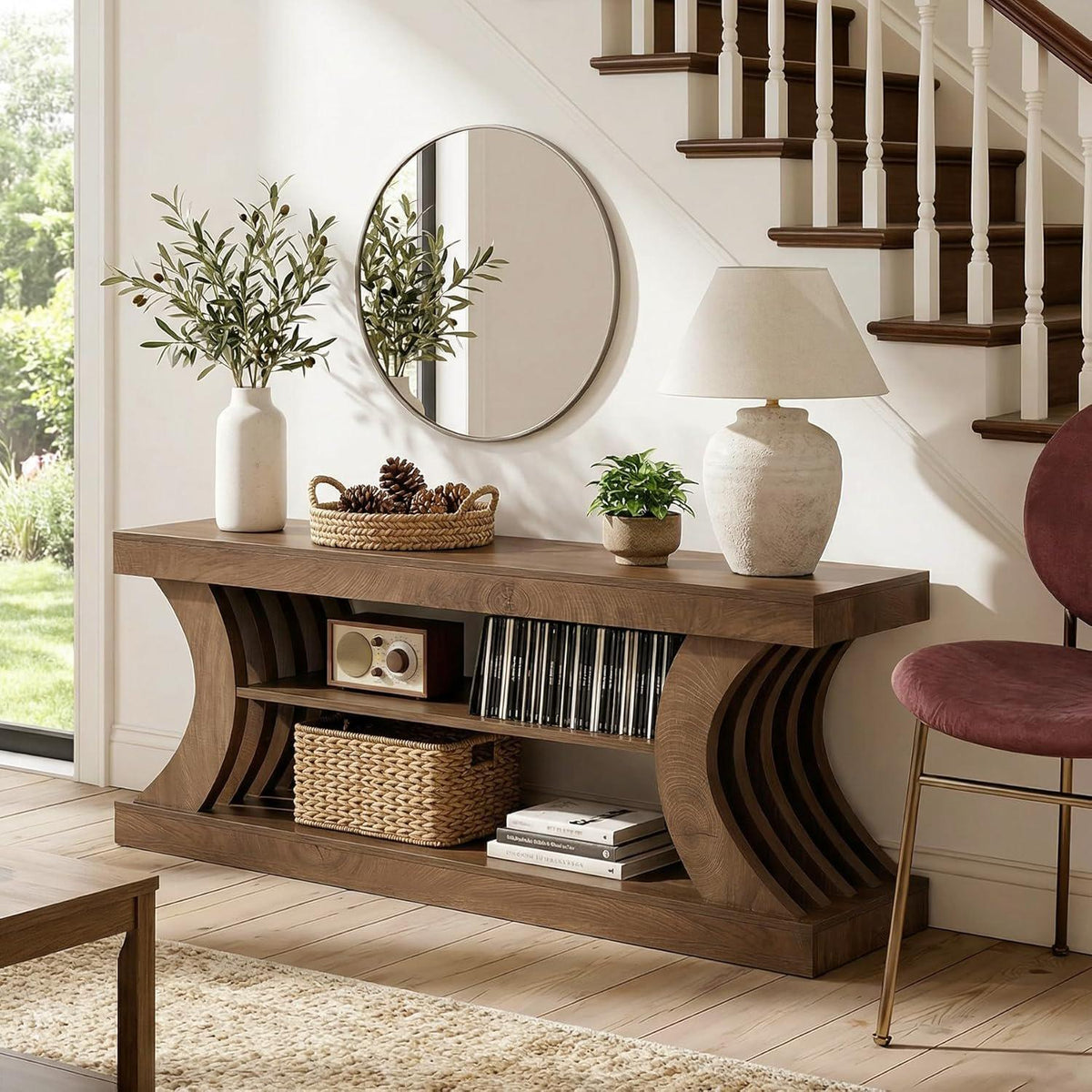 Tribesigns Farmhouse Console Table, 63-Inch Entryway Table with Storage
