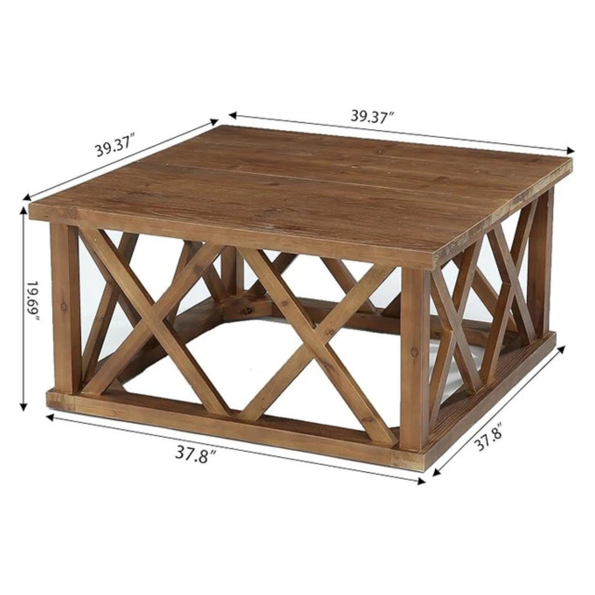 Solid Wood Farmhouse Square Coffee Table