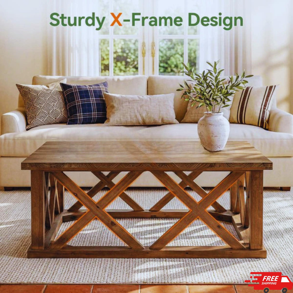 Solid Wood Farmhouse Square Coffee Table