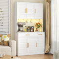 71" Kitchen Pantry Cabinet with Adjustable Shelves, Microwave Stand, 2 Drawers & Large Storage, White