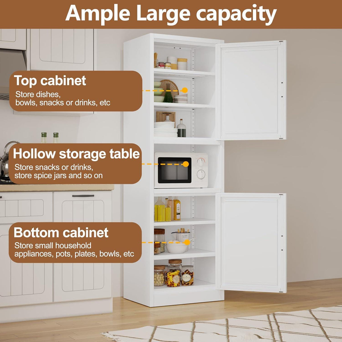 67" Tall Metal Storage Cabinet with Adjustable Shelves, Narrow Freestanding Pantry Cabinet for Bathroom, Kitchen & Entryway