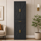 Tall Farmhouse Pantry Cabinet, Rustic 4-Door Kitchen Storage with Drawer
