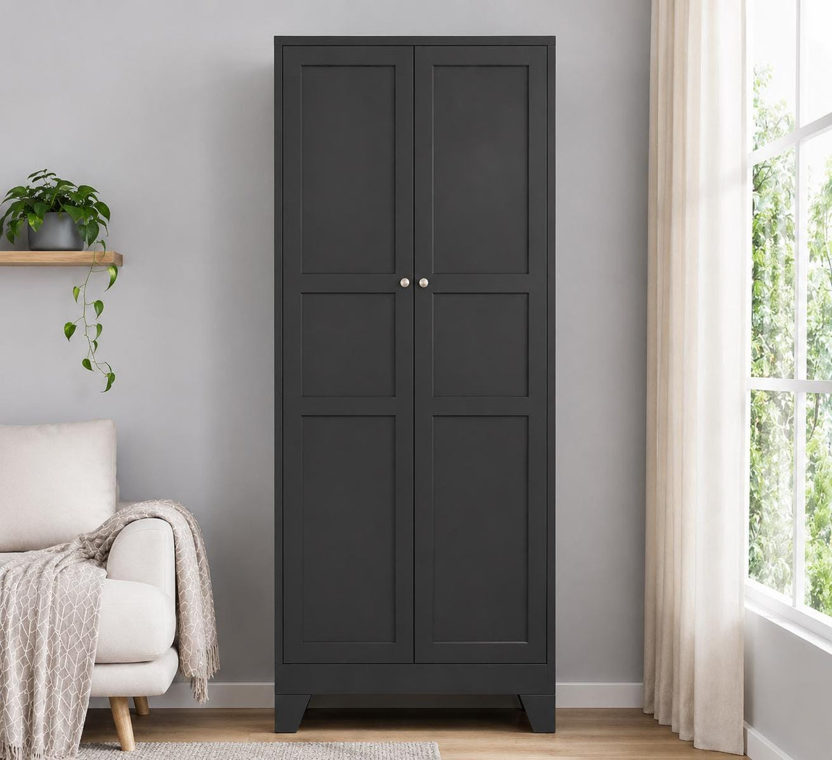 Heavy Duty Steel Storage Cabinet, Adjustable Shelves, Double Door Organizer