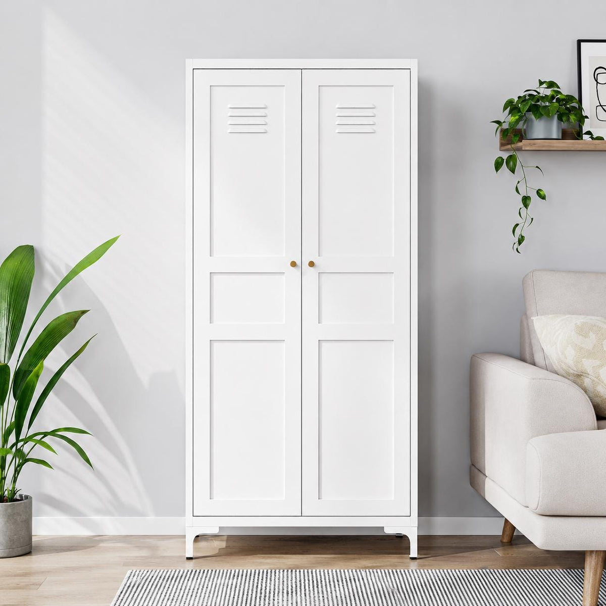 Heavy Duty Metal Storage Cabinet with Adjustable Shelves, Tall Kitchen Pantry Organizer, Steel Utility Cabinet for Home Office Garage