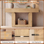 47" Farmhouse Console Table with LED Lights and Charging Station, Oak Wood Sofa Table