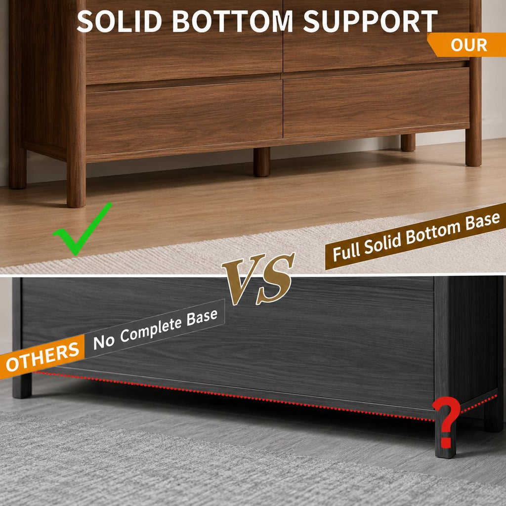 Walnut 9-Drawer Dresser for Bedroom – Modern Engineered Wood Storage Cabinet with Hidden Handles
