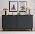 Modern Fluted Buffet Cabinet, Faux Marble Top, 3 Drawer Storage Sideboard
