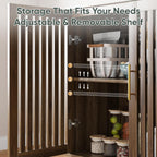 63" Farmhouse Sideboard Cabinet with Slatted Doors and Gold Handles