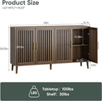 63" Farmhouse Sideboard Cabinet with Slatted Doors and Gold Handles