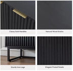 Set of 2 Fluted Storage Cabinets, Modern Buffet Console, Art Deco Accent Furniture