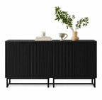Set of 2 Fluted Storage Cabinets, Modern Buffet Console, Art Deco Accent Furniture