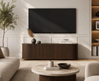59" Fluted TV Stand Wood Media Console Storage Cabinet Mid Century Modern Living Room Walnut, Customized