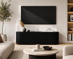 59" Fluted TV Stand Wood Media Console Storage Cabinet Mid Century Modern Living Room Walnut, Customized