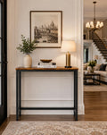 Rustic Narrow Console Table for Entryway, Industrial Sofa Table Behind Couch, Slim Hallway Accent Table with Metal Frame,