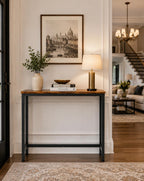 Rustic Narrow Console Table for Entryway, Industrial Sofa Table Behind Couch, Slim Hallway Accent Table with Metal Frame,