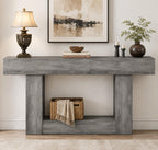 Farmhouse Console Table, Rustic Brown Wood, Vintage Gray U-Base, Entryway Sofa Table
