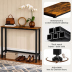 Rustic Narrow Console Table Set, Industrial Wood-Look Sofa Tables, Space Saving Accent Furniture